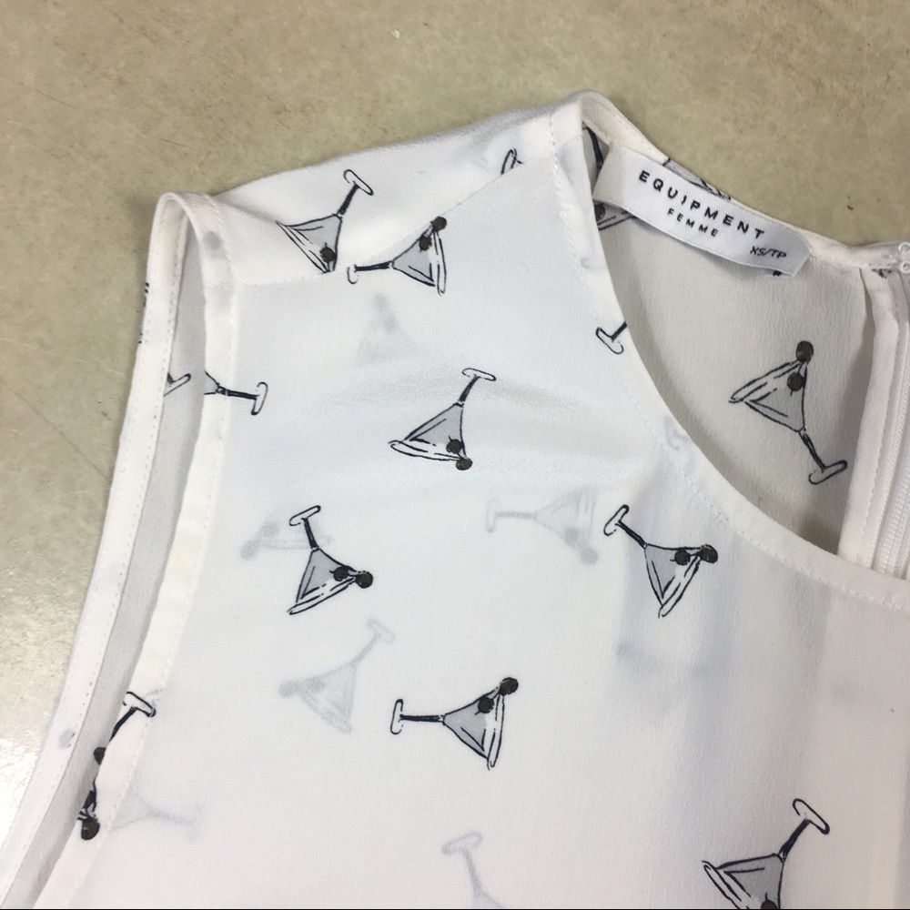 Equipment Silk Sleeveless Martini Print Top - Picture 2 of 4